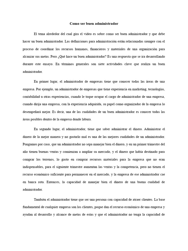 Claves para ser un buen administrador | PDF | Business | Gestión de ...