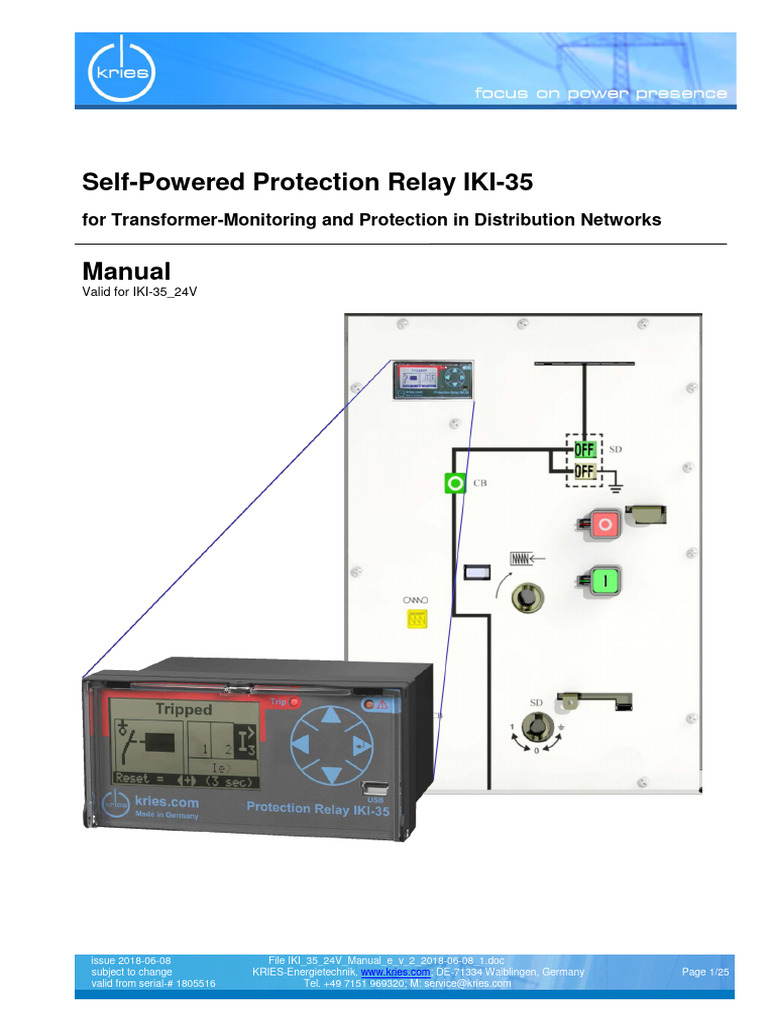 IKI-35 Self-Powered Relay Manual | PDF | Relay | Transformer