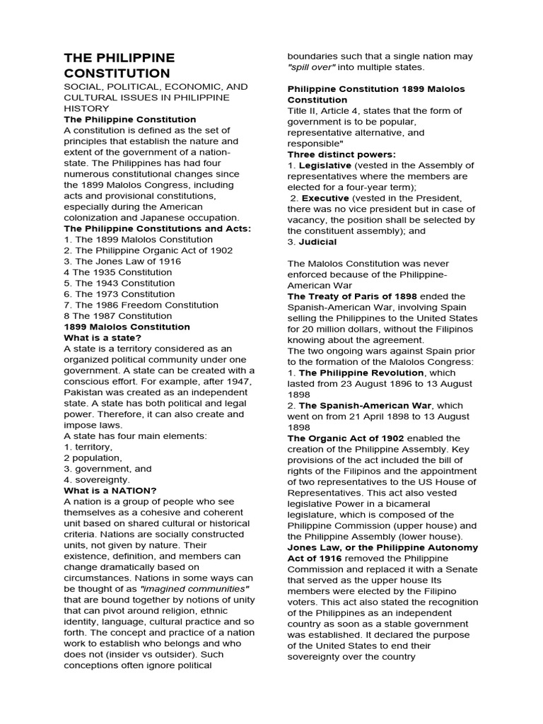 Philippine Constitution Overview and History | PDF | President Of The ...