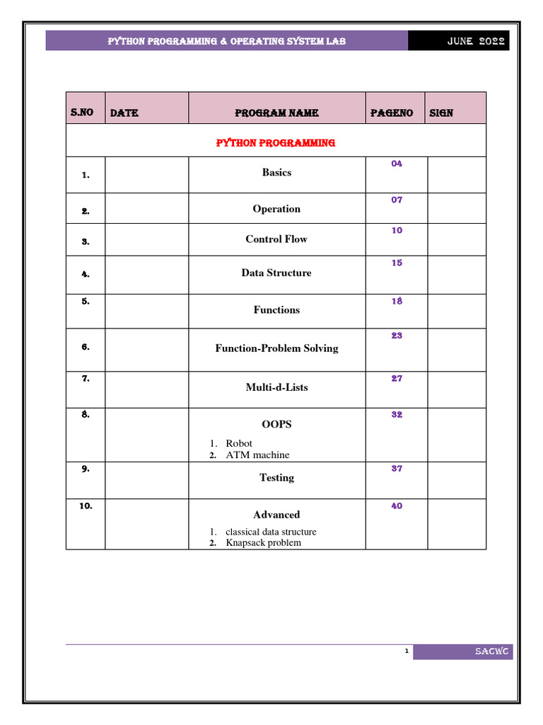 Python Lab Manual | PDF | Python (Programming Language) | Computer Program