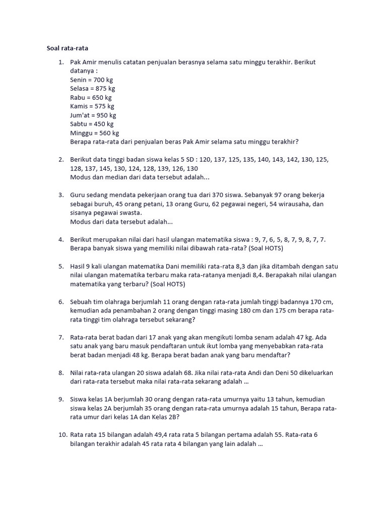 Soal Rata Rata | PDF