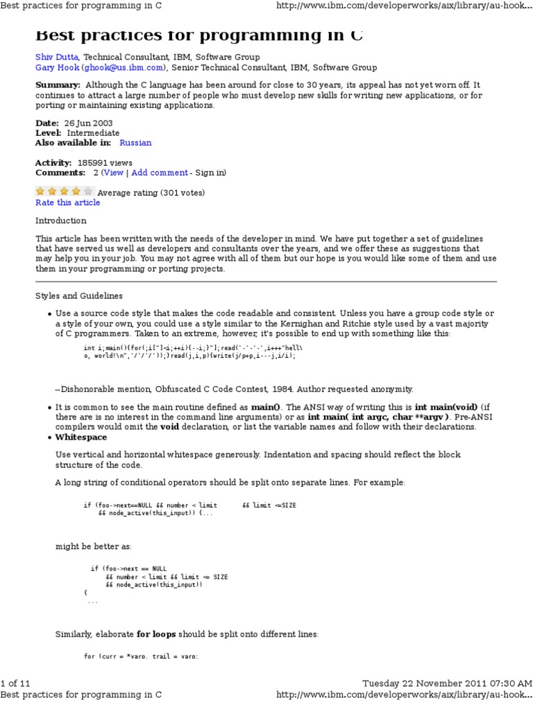 Best Coding Practices in C | PDF | C (Programming Language) | Pointer ...