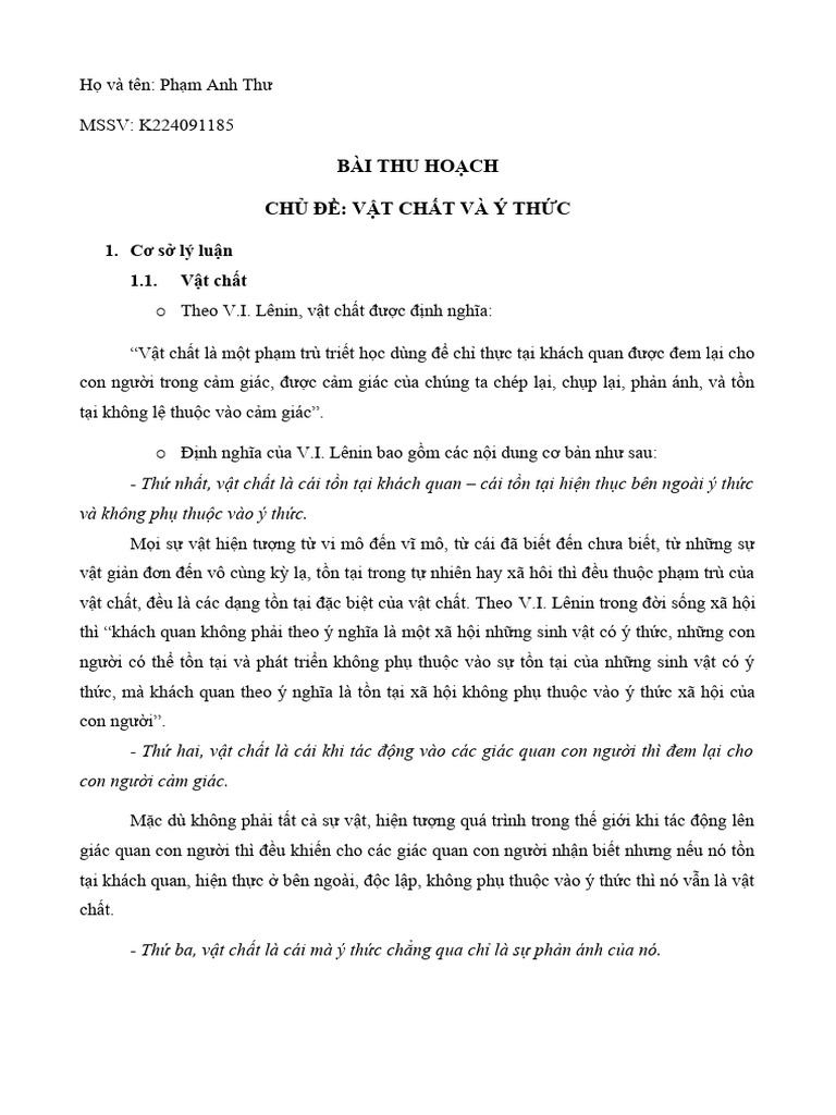 bài thu hoạch triết | PDF