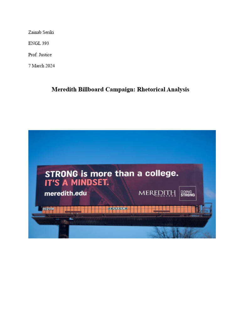 Meredith College Billboard Analysis | PDF | Psychological Resilience ...