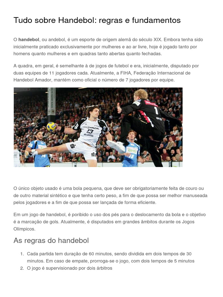 Tudo Sobre Handebol | PDF | Futebol | Esportes