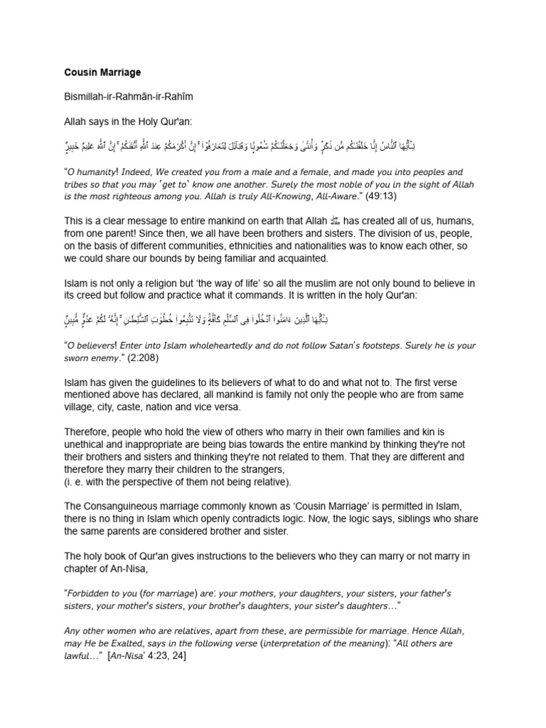 Cousin Marriage and Islam | PDF | Family | Kinship And Descent