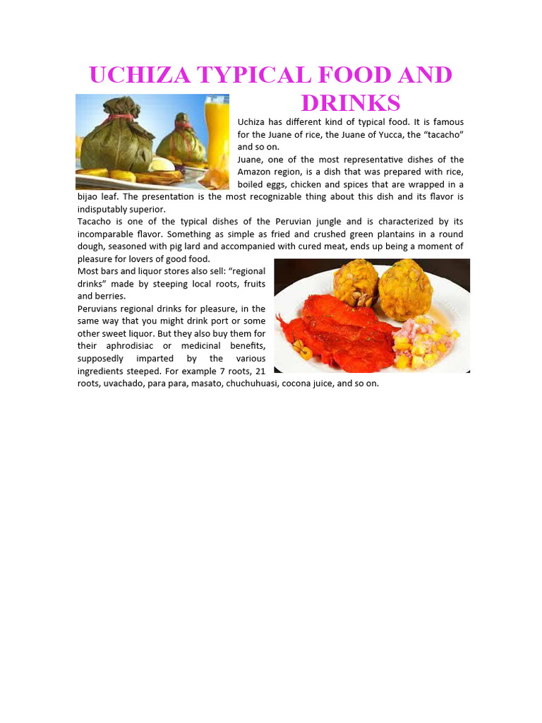 Uchiza's Traditional Dishes and Drinks | PDF