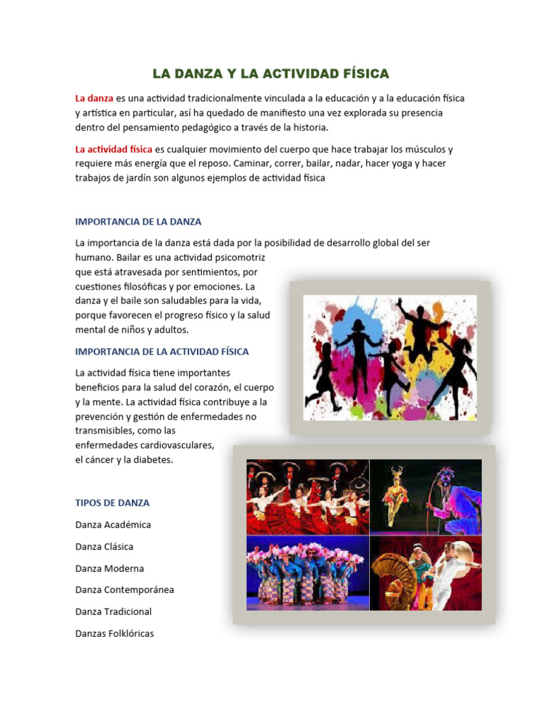 Importancia de la Danza en Educación Física | PDF | Bailes | Mente