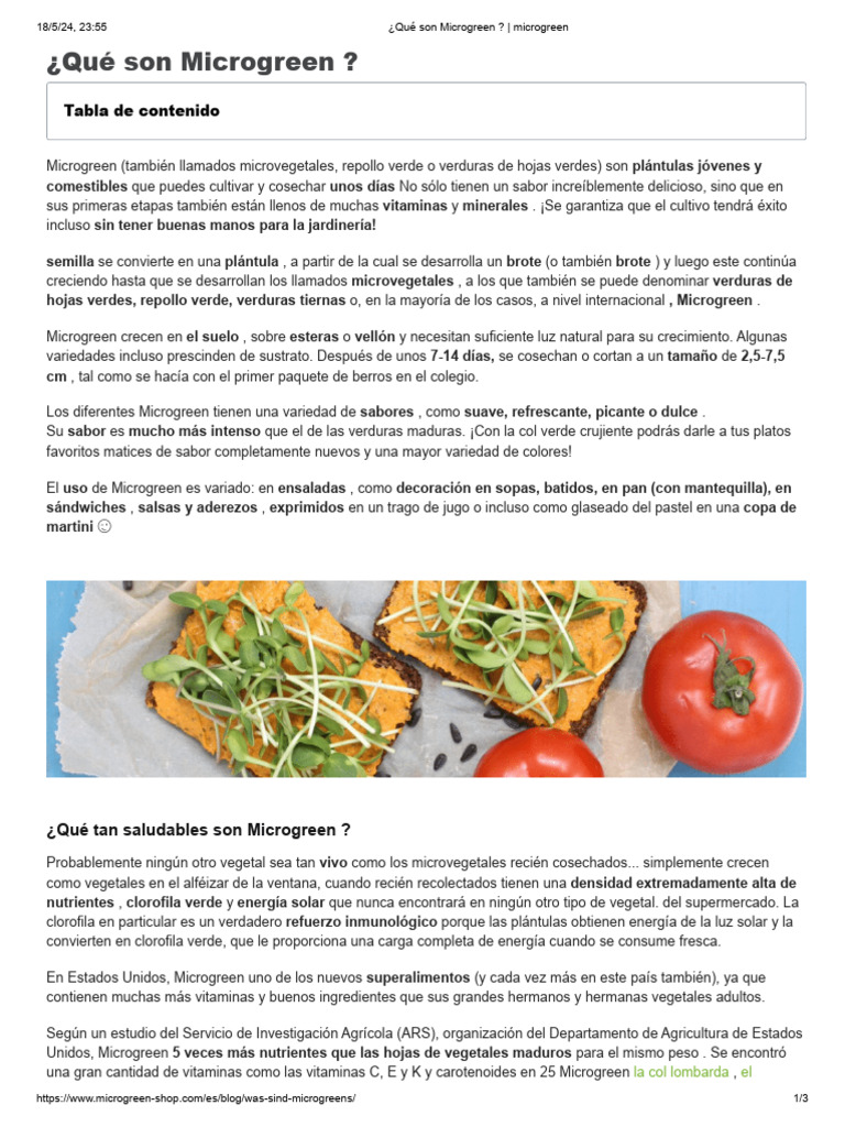 Qué son los Microgreens y sus beneficios | PDF | Vegetales | Repollo