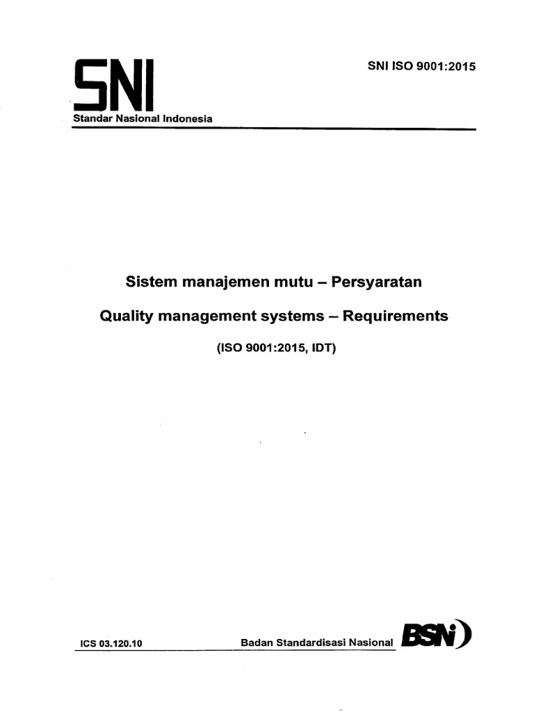 Sni Iso 9001-2015 | PDF