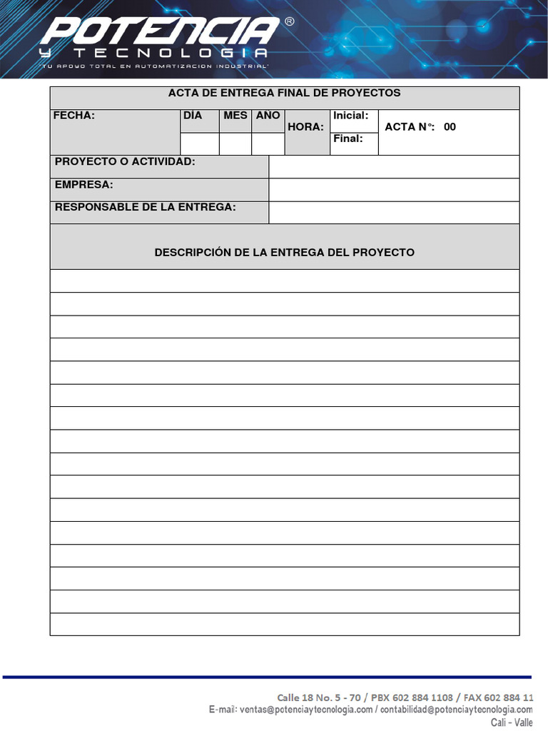 Acta de Entrega de Proyecto Final | PDF | Negocios | Derecho