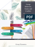 Group Behavior, Teams and Conflict: Dosen: Bella Azarine, S.Psi, M.Si Mata Kuliah: Psikologi Industri & Organisasi
