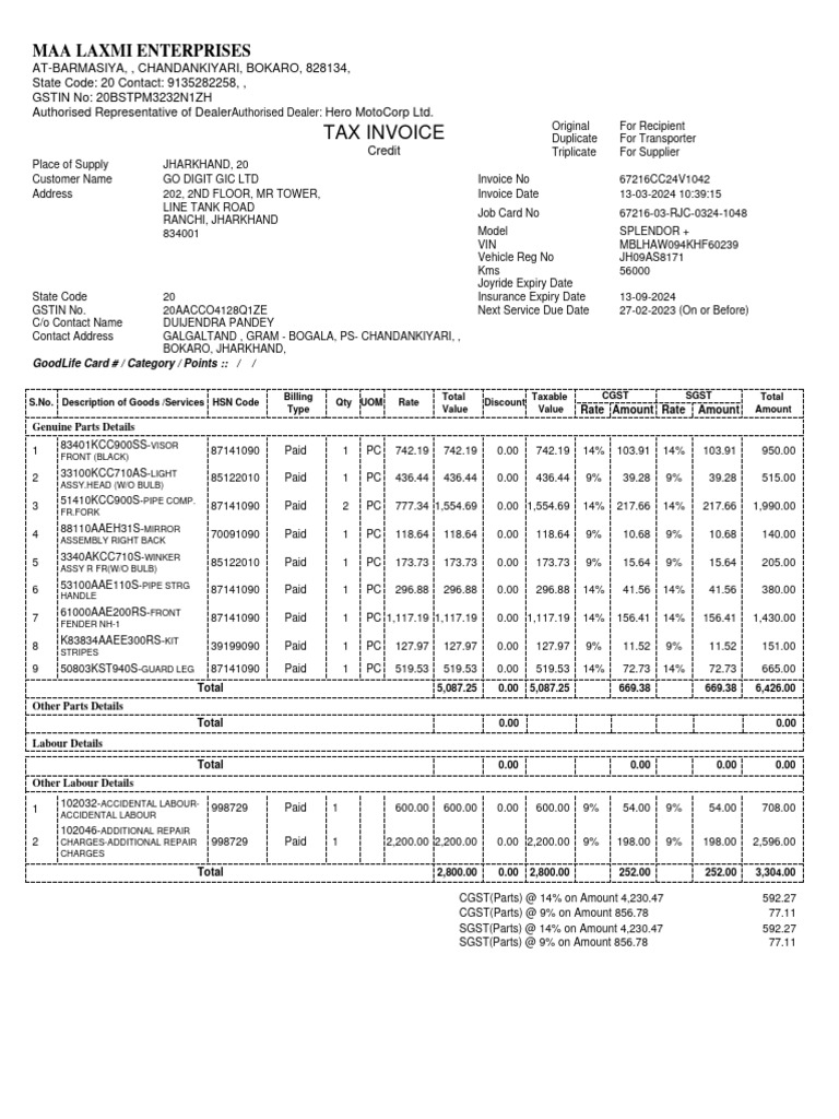 GST FS Service Invoice With Warranty Open - 2024-0 - 240331 - 124444 ...