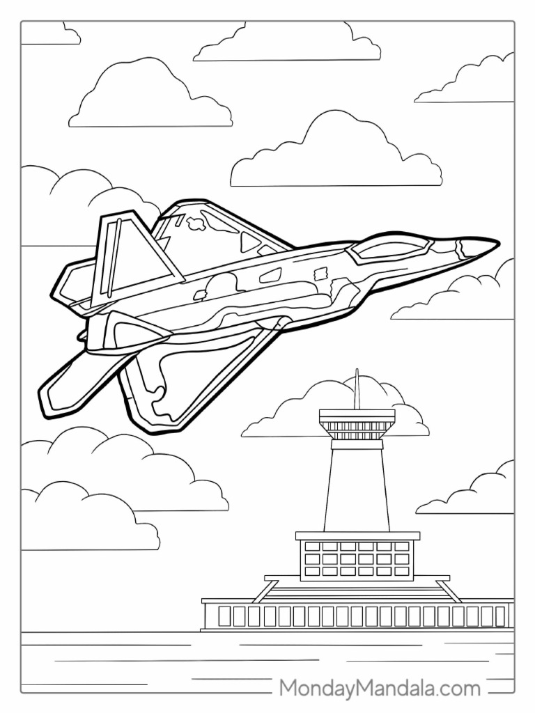 Fighter Jet Coloring Sheet For Kids | PDF