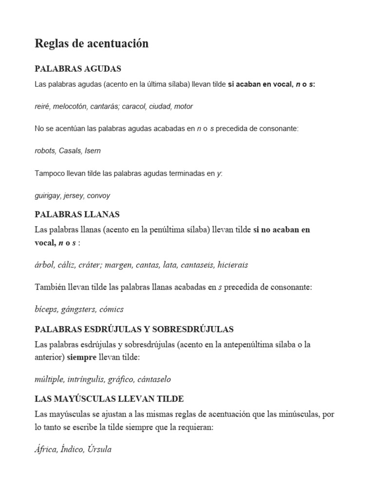 Reglas de Acentuación en Español | PDF | Voz humana | Fonética