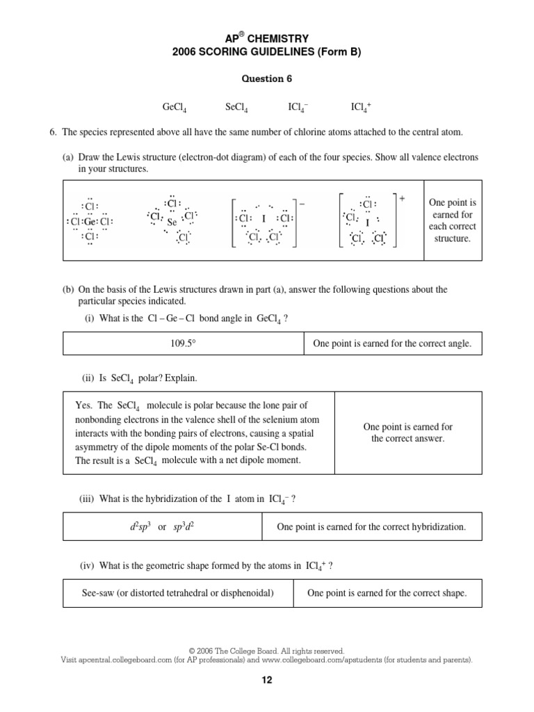 Ap06 Chemistry Formb Samples q6 | PDF | Chemical Polarity | Chemical Bond