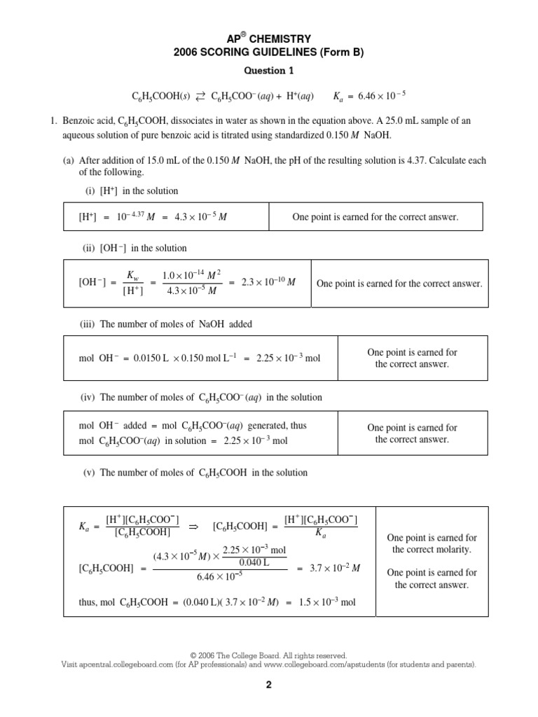 Ap06 Chemistry Formb Samples q1 | PDF | Ph | Acid Dissociation Constant