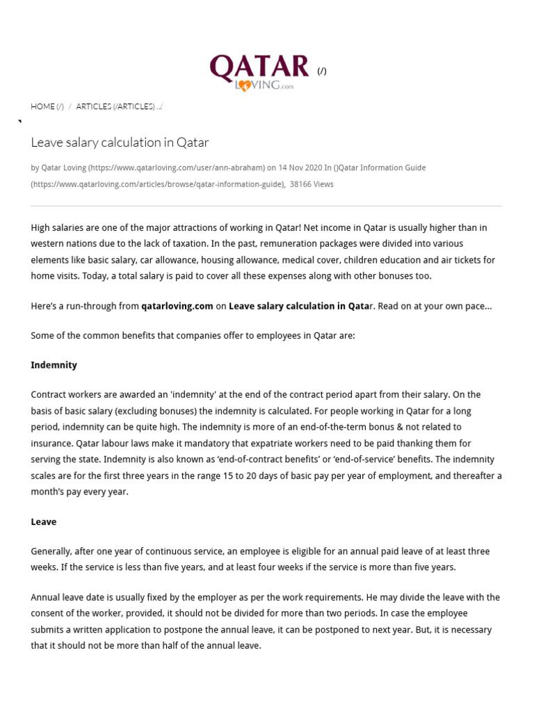 Leave Salary Rules In Qatar