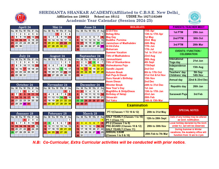 Academic Calendar 2024-25 Overview | PDF | Holidays | Observances