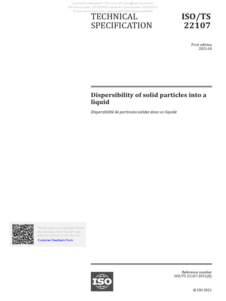 ISO - TS - 22107 - 2021 (En) - Dispersability - in - Liquide | PDF ...