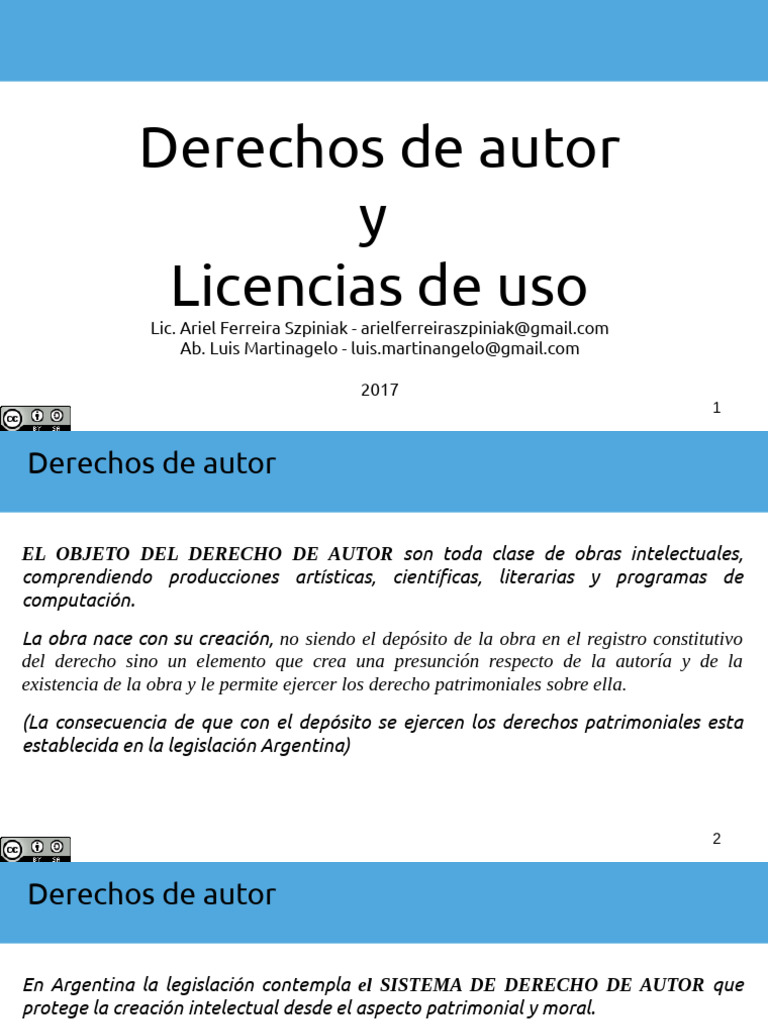 Derechos de Autor y Licencias CC ACT 11 | PDF | Derechos de autor ...