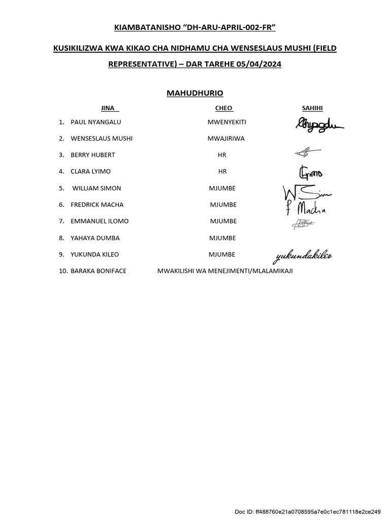 Dh attendance pdf signature authentication