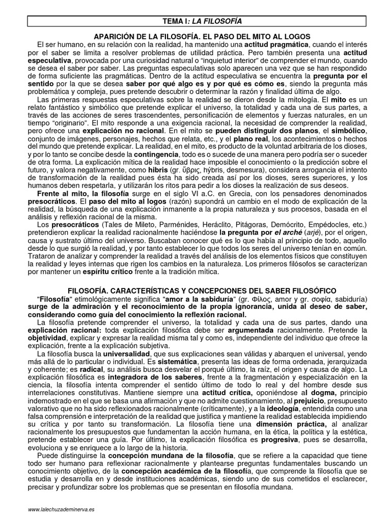 T1 La Filosofia 1 Pdf Conocimiento Realidad