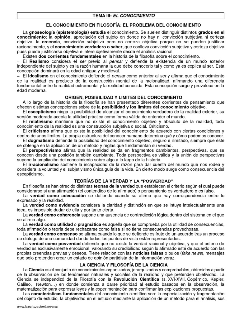 Filosofía del Conocimiento y Ciencia | PDF | Conocimiento | Método ...