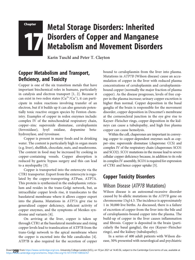 Copper Metabolism Disorders Overview | PDF | Social Science | Wellness