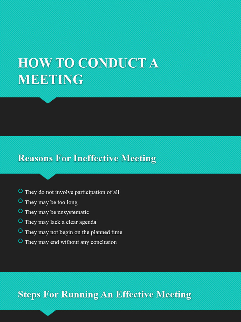 How To Conduct A Meeting | PDF
