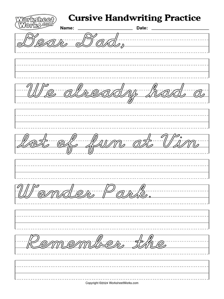 WorksheetWorks Cursive Handwriting Practice 1 | PDF