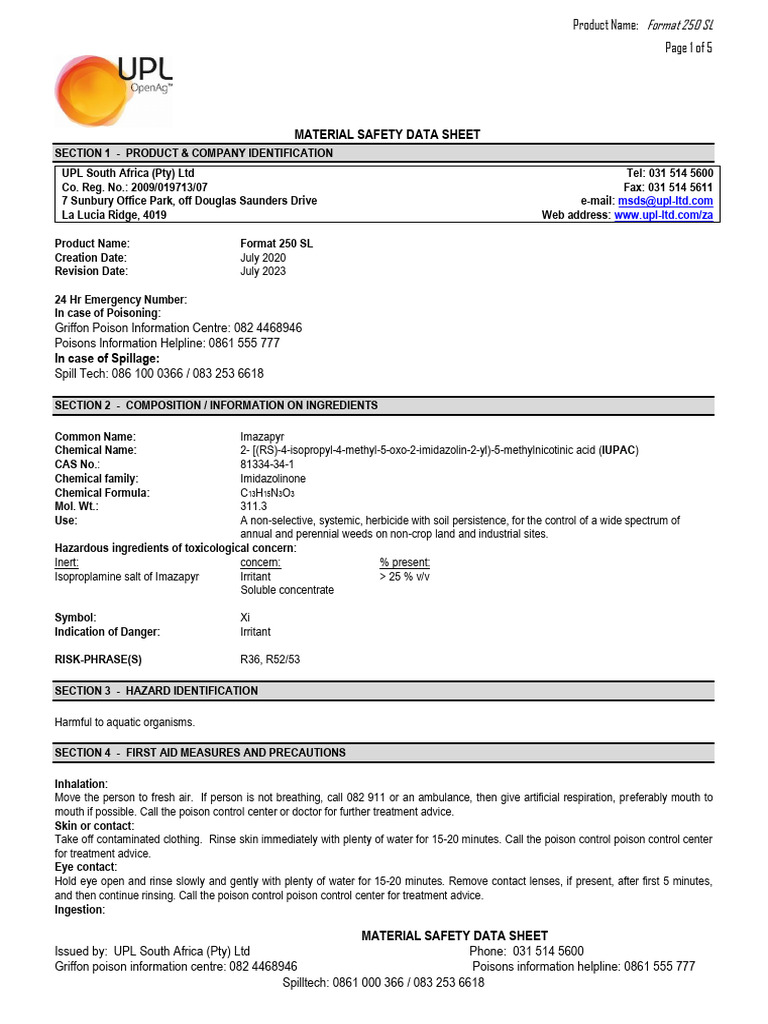 MSDS Herbicides | Download Free PDF | Personal Protective Equipment