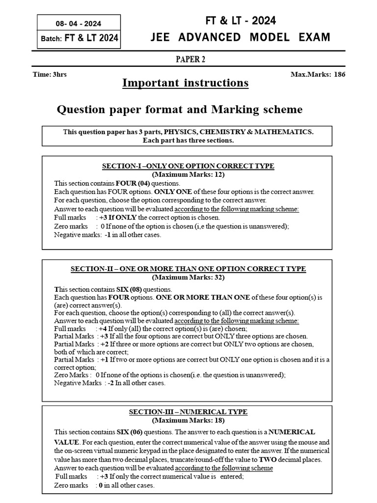 JEE ADVANCED [Paper2] 08042024 [FT24 IIT] PDF Mathematics