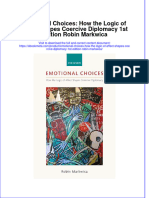 Ebook Emotional Choices How The Logic of Affect Shapes Coercive Diplomacy 1St Edition Robin Markwica Online PDF All Chapter