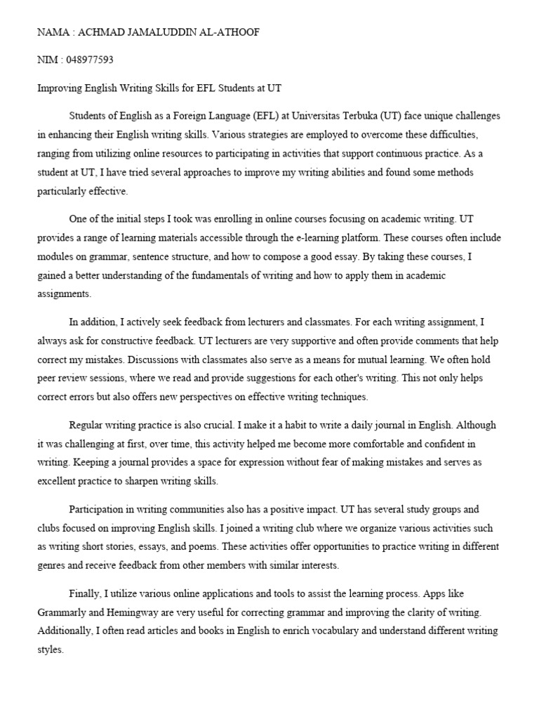 Enhance EFL Writing Skills at UT | PDF | Educational Technology ...