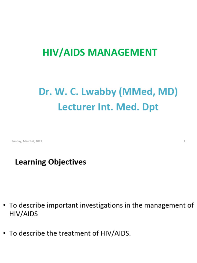 Hiv Aids Management | PDF | Management Of Hiv/Aids | Hiv/Aids