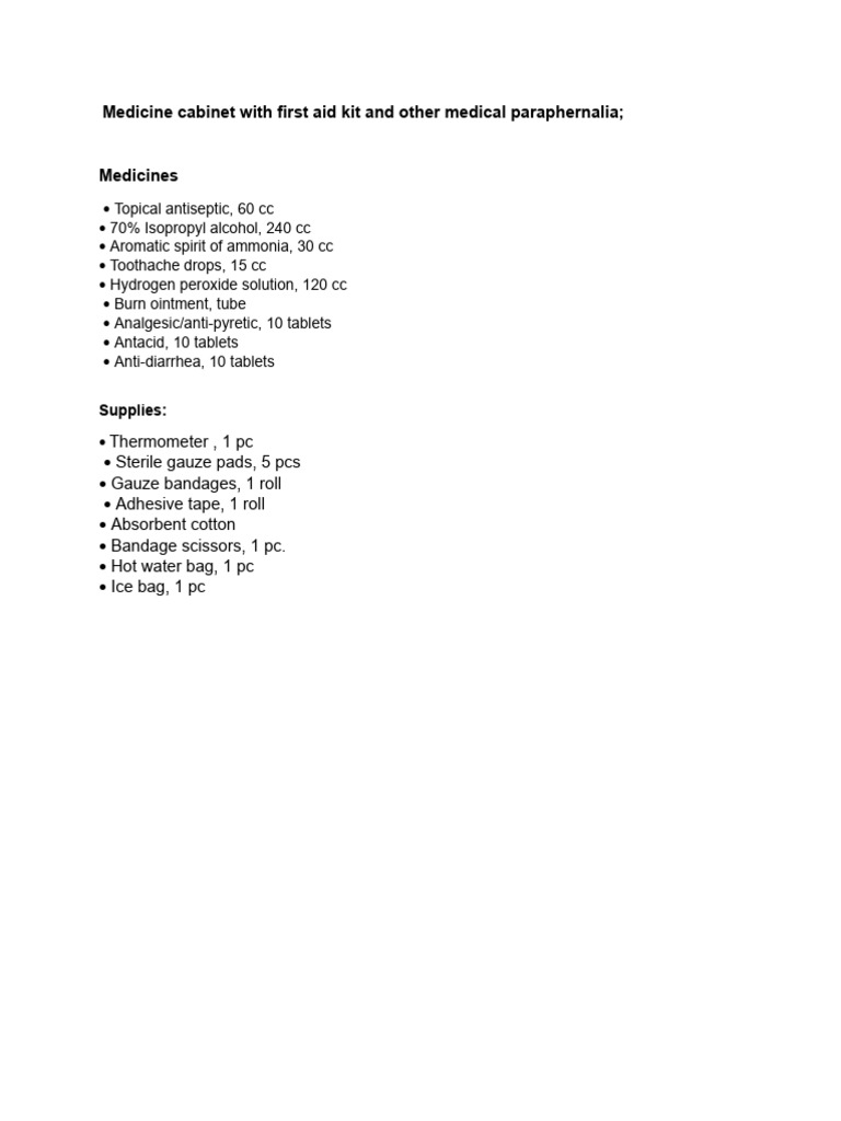 Medicine With First Aid Kit and Other Medical Paraphernalia PDF
