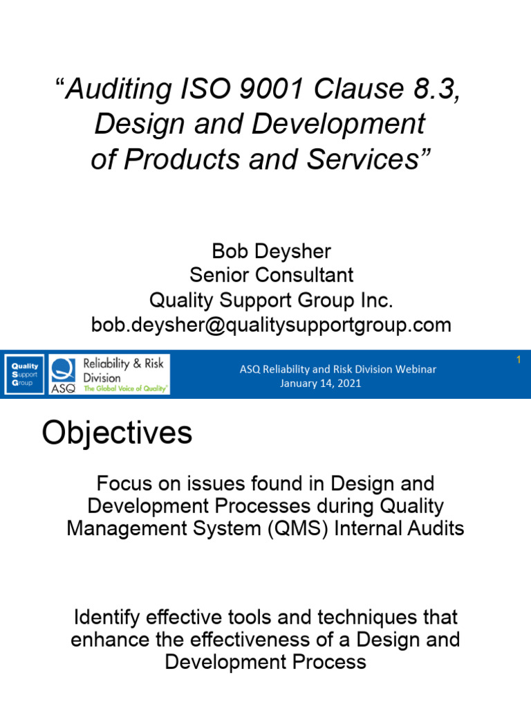 Auditing Iso 9001 Clause 8 3 Pdf Risk Iso 9000