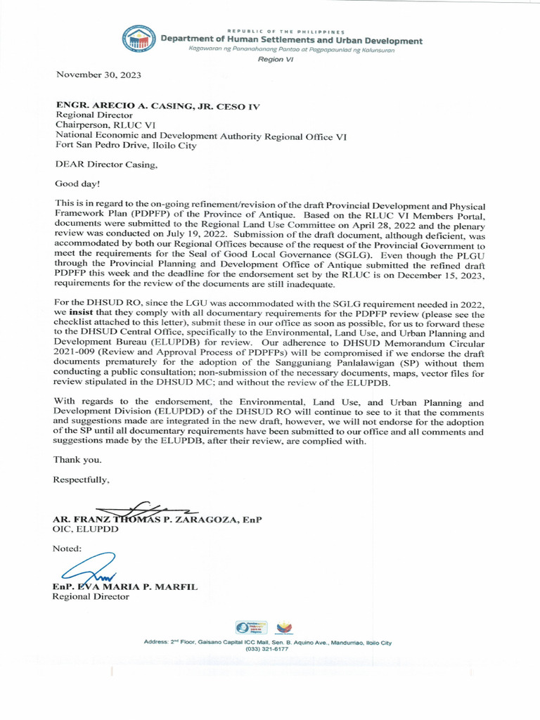 PDPFP Dhsud Letter | PDF