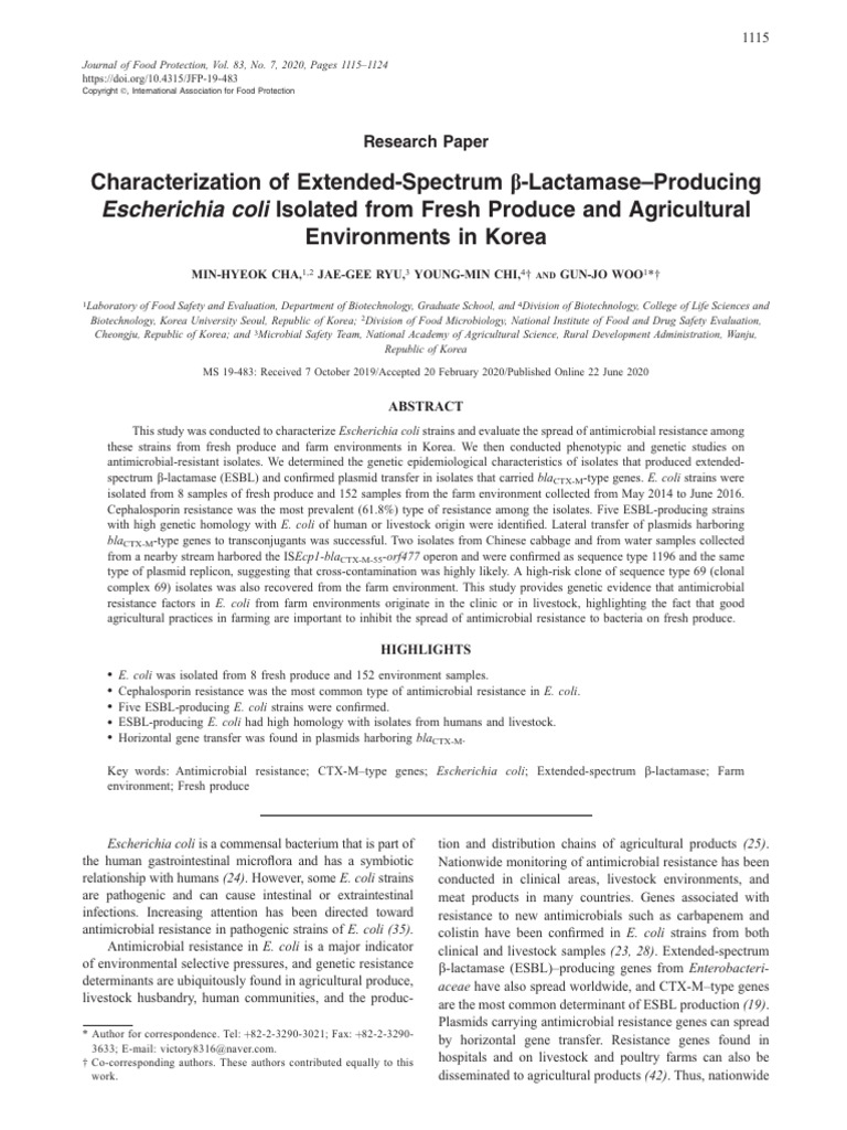 Characterization of Extended Spectrum - Lactamase Producing - 2020 ...