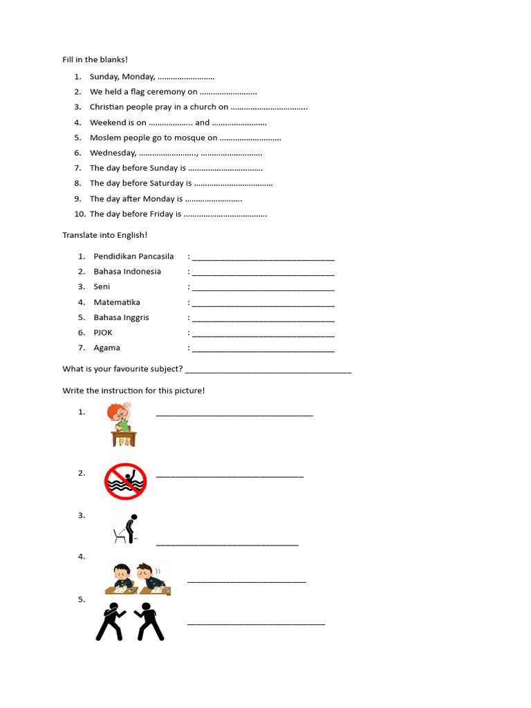 Fill in the Blanks and Translation Exercise | PDF