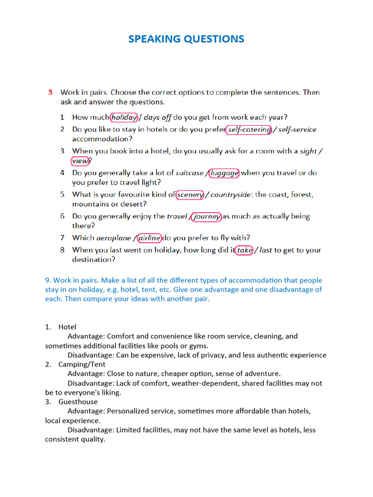 Speaking Questions PDF Affordable Housing