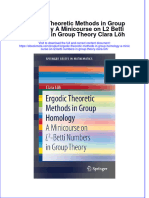 Ergodic Theoretic Methods in Group Homology A Minicourse On L2 Betti Numbers in Group Theory Clara Loh Online Ebook Texxtbook Full Chapter PDF