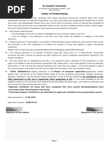 ST Joseph's University: Letter of Undertaking