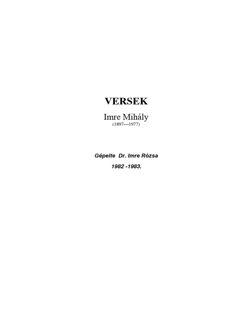 DR Imre Mihaly Versei | PDF