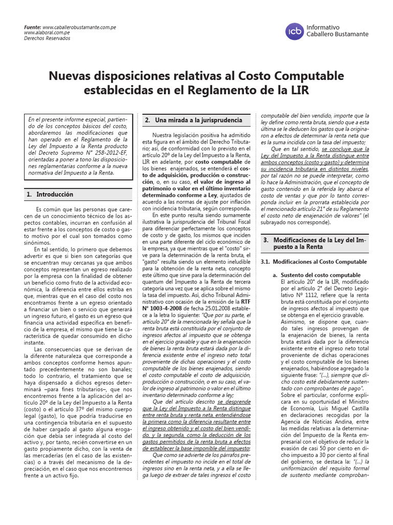 Modificaciones al Costo Computable LIR | PDF | Impuestos | Impuesto ...