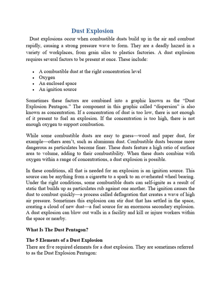 Understanding Dust Explosions and Risks | PDF | Explosion | Combustion