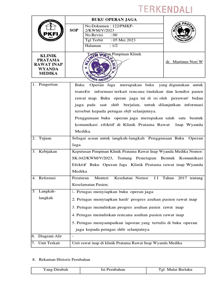 Contoh Buku Operan Jaga Perawat | PDF