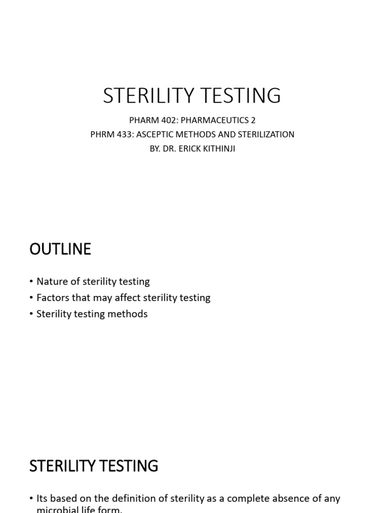 Lectue 3 Sterility Testing Download Free Pdf Sterilization