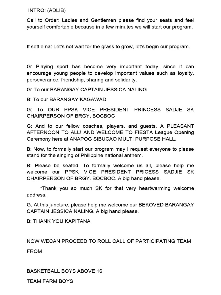 Opening basketball script pdf